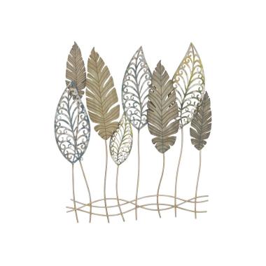 Quadro Pannello In Ferro E Legno Foglie Mod.C cm.75x2,5x87 |Mauro Ferretti