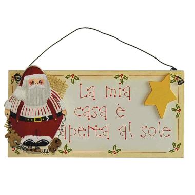 Targa Natalizia Legno con Scritta Babbo cm.19xh9 |M2 Store
