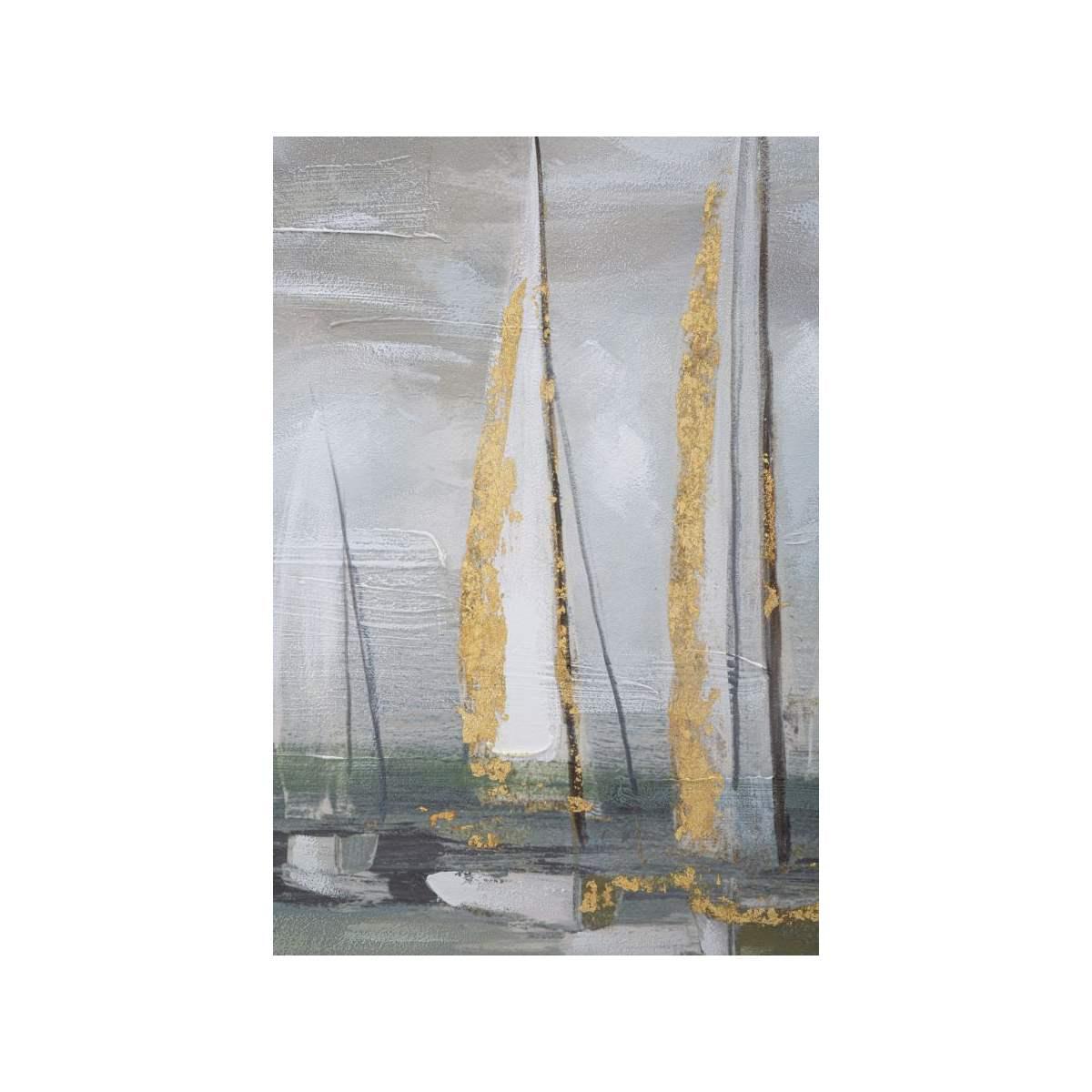 Quadro dipinto tela gold boat 100 x 2,8 x 80 cm