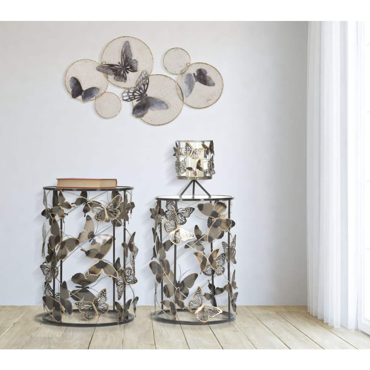 Quadro Pannello In Ferro Butterfly Dark cm.66x5x38 |Mauro Ferretti