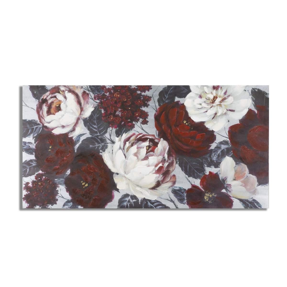 Quadro Dipinto Tela White Red Flower Darkback cm.120x3,7x60 |Mauro Ferretti