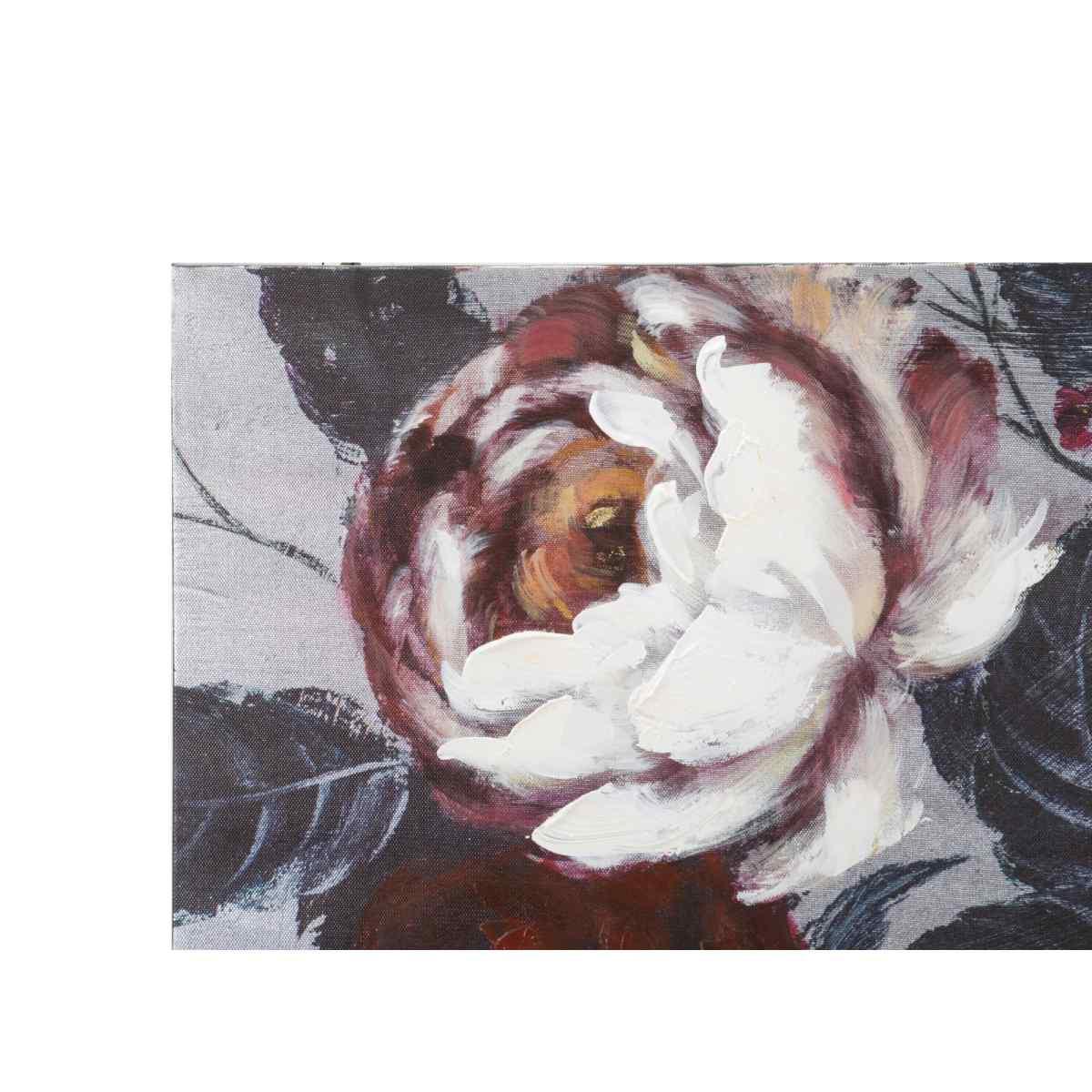 Quadro Dipinto Tela White Red Flower Darkback cm.120x3,7x60 |Mauro Ferretti