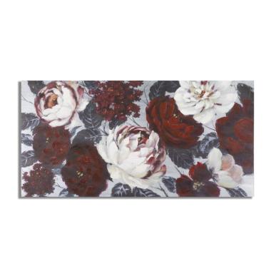 Quadro Dipinto Tela White Red Flower Darkback cm.120x3,7x60 |Mauro Ferretti
