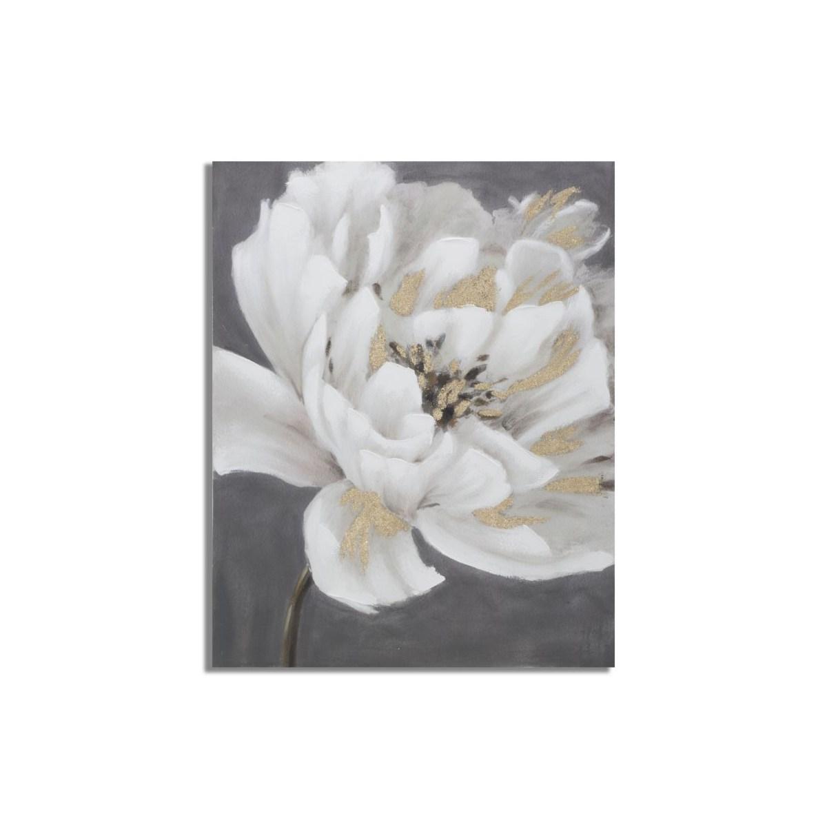 Quadro Dipinto Tela White Gold Flower cm.80x3,7x100 |Mauro Ferretti