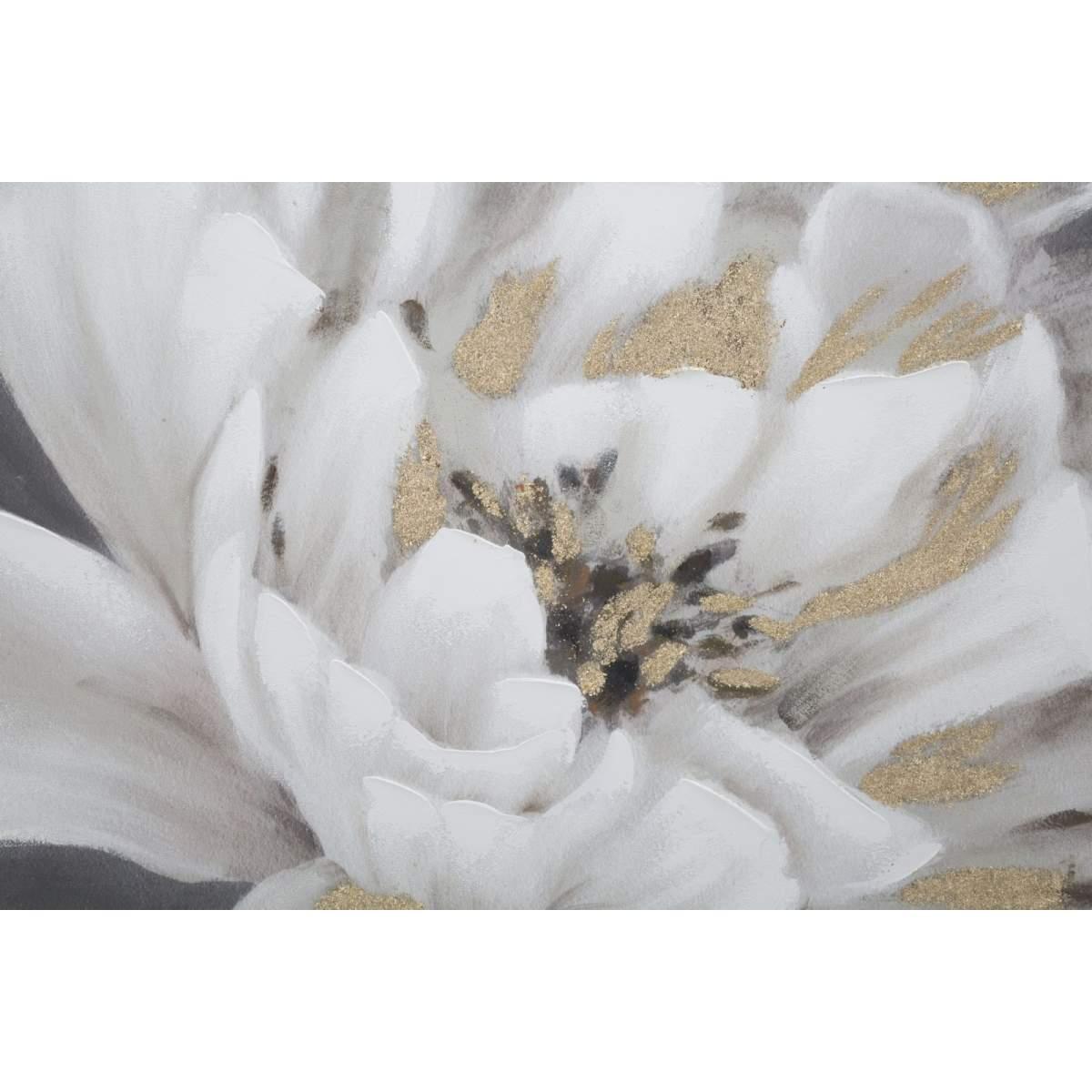 Quadro Dipinto Tela White Gold Flower cm.80x3,7x100 |Mauro Ferretti