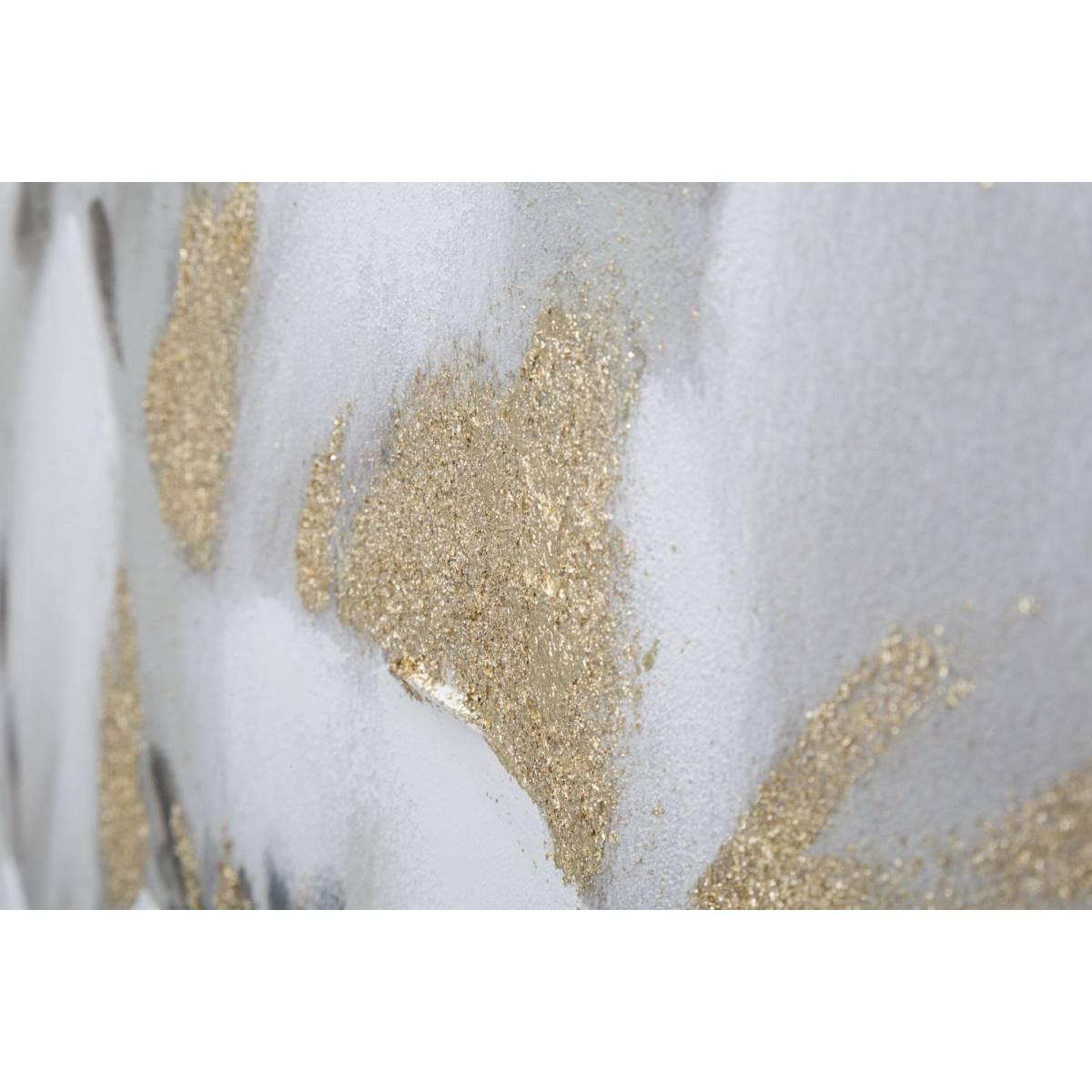 Quadro Dipinto Tela White Gold Flower cm.80x3,7x100 |Mauro Ferretti