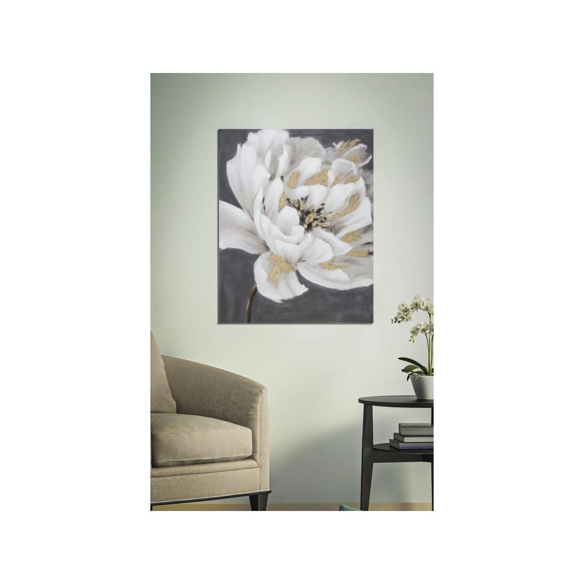 Quadro Dipinto Tela White Gold Flower cm.80x3,7x100 |Mauro Ferretti