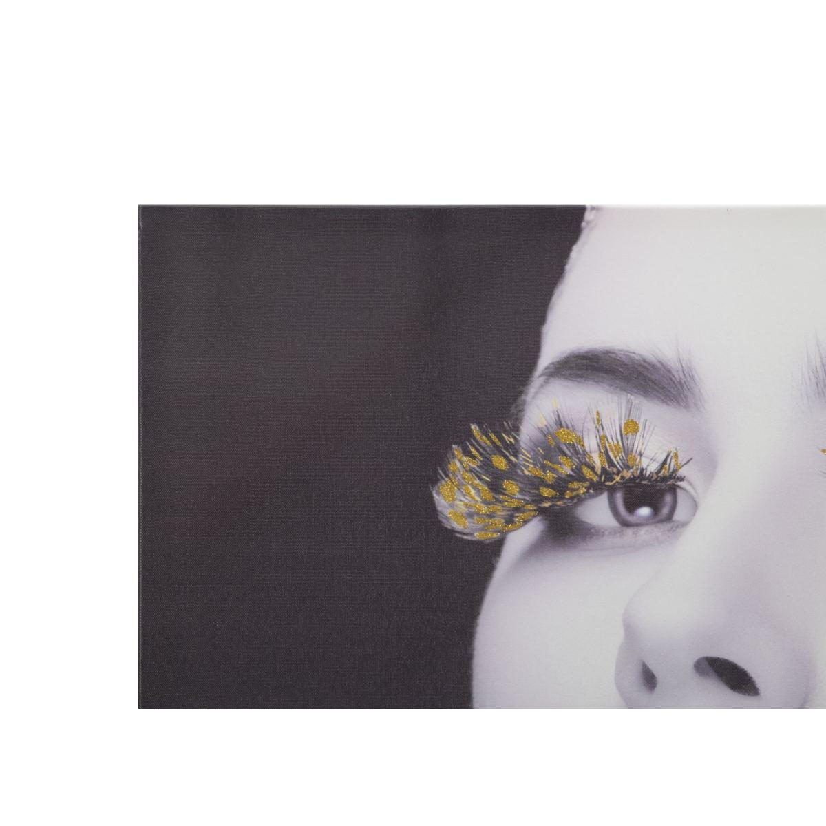 Quadro Stampa Su Tela Con Applicazioni Lady Dark cm.80x2,8x80 |Mauro Ferretti