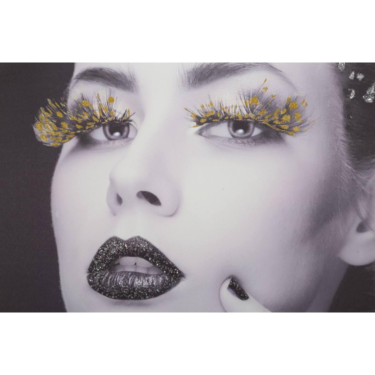 Quadro Stampa Su Tela Con Applicazioni Lady Dark cm.80x2,8x80 |Mauro Ferretti