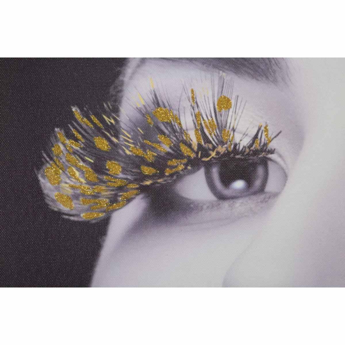 Quadro Stampa Su Tela Con Applicazioni Lady Dark cm.80x2,8x80 |Mauro Ferretti