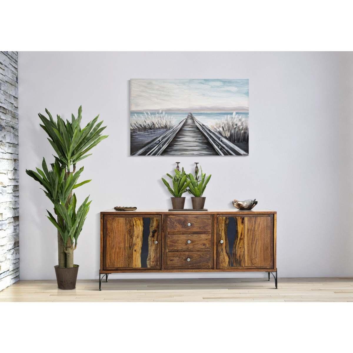 Quadro Dipinto Tela Pontile cm.120x3,8x80 |Mauro Ferretti