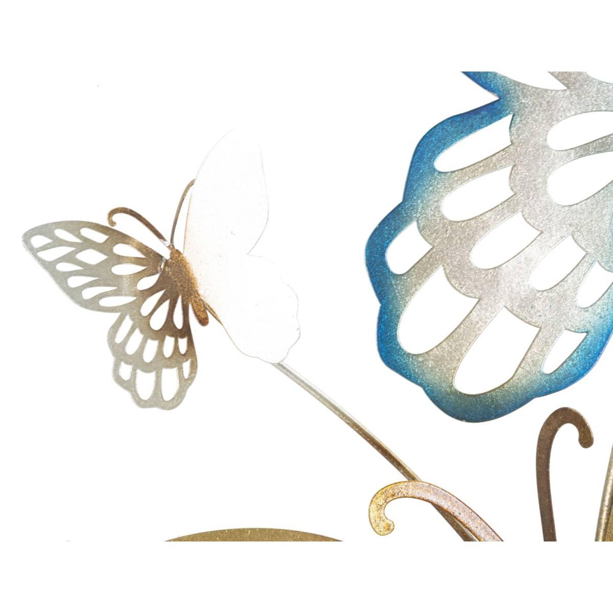 Quadro Pannello Da Muro Butterflies Oro/Celeste C cm.59,5x4x111,5 |Mauro Ferretti