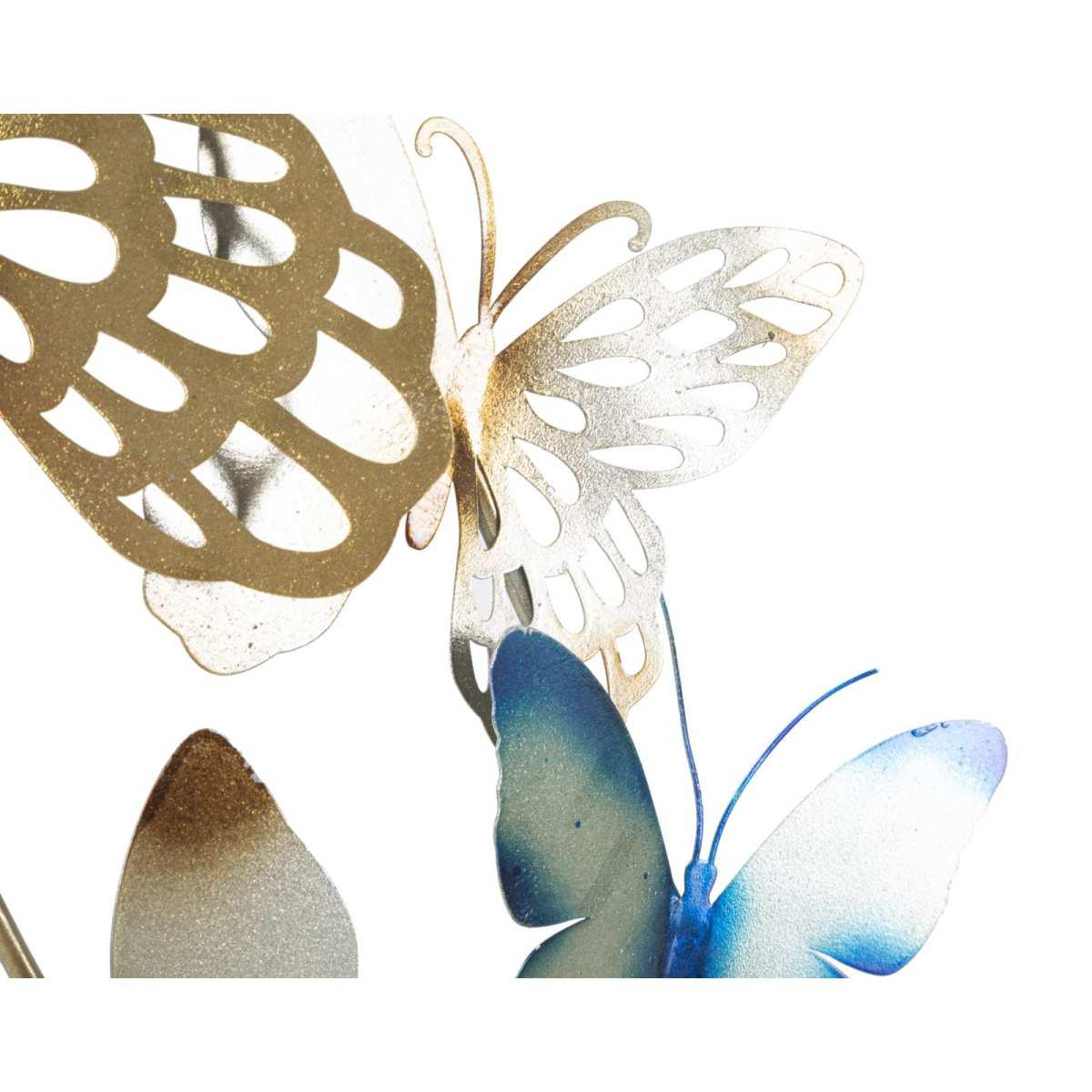 Quadro Pannello Da Muro Butterflies Oro/Celeste C cm.59,5x4x111,5 |Mauro Ferretti