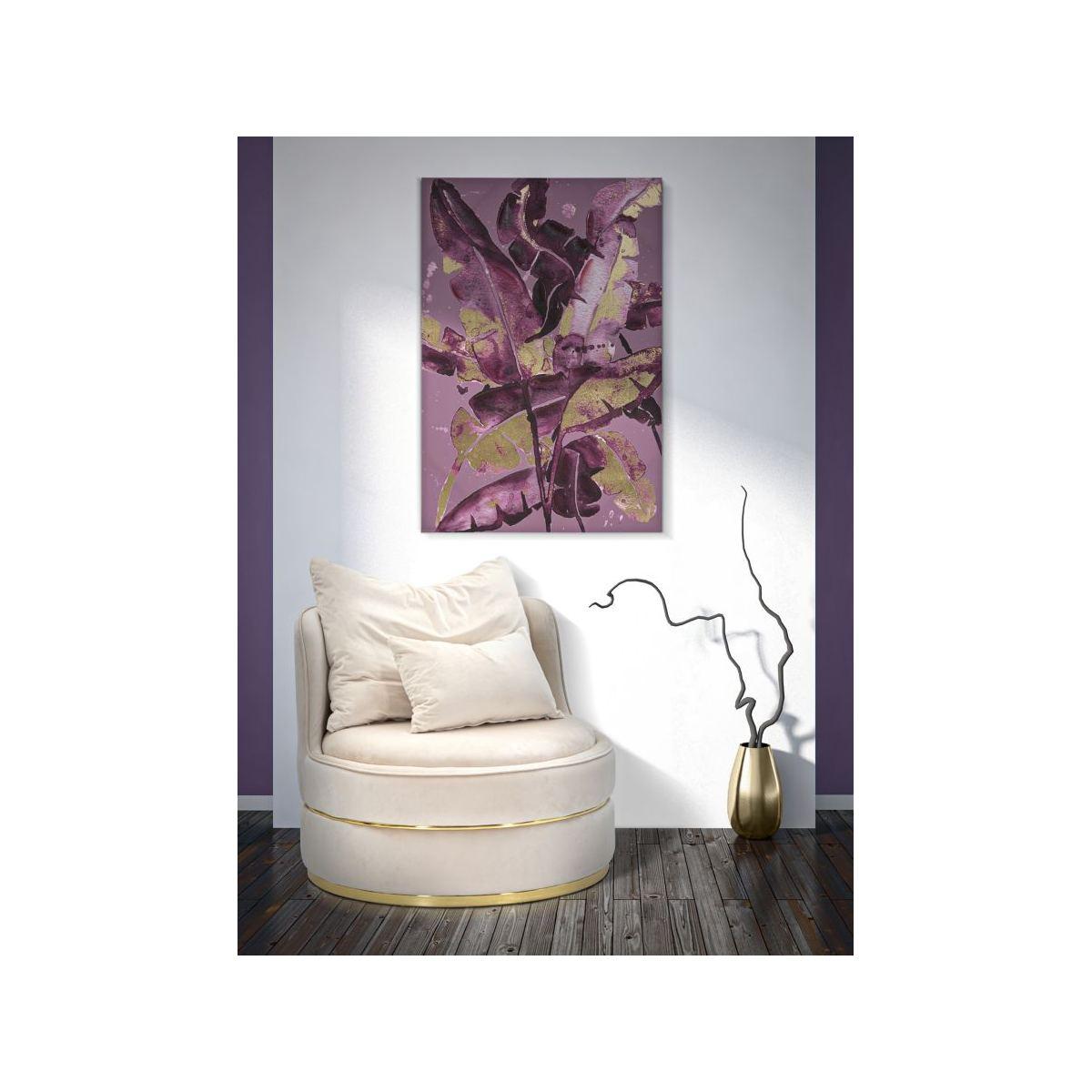 Quadro Stampa Dipinta Dark Leaves cm.80x3x120 |Mauro Ferretti