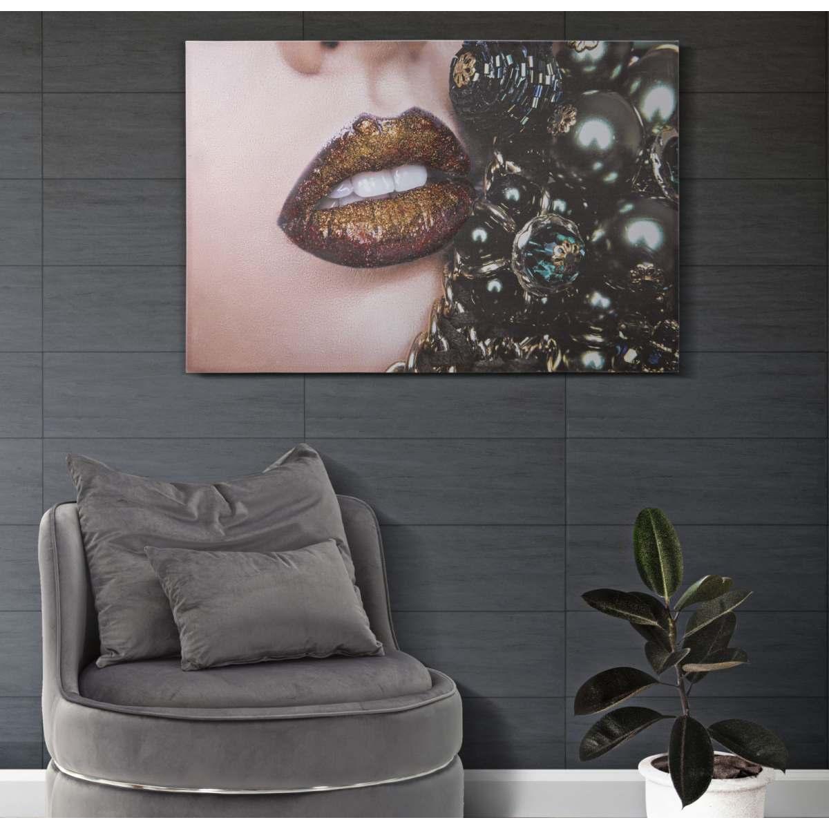 Quadro Stampa Su Tela Beautiful Lips cm.120x3,8x80 |Mauro Ferretti