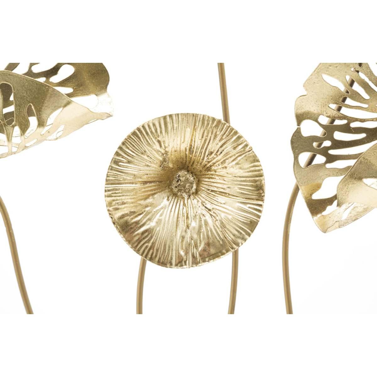 Quadro Pannello In Ferro Gold Flowers cm.50x5x50 |Mauro Ferretti