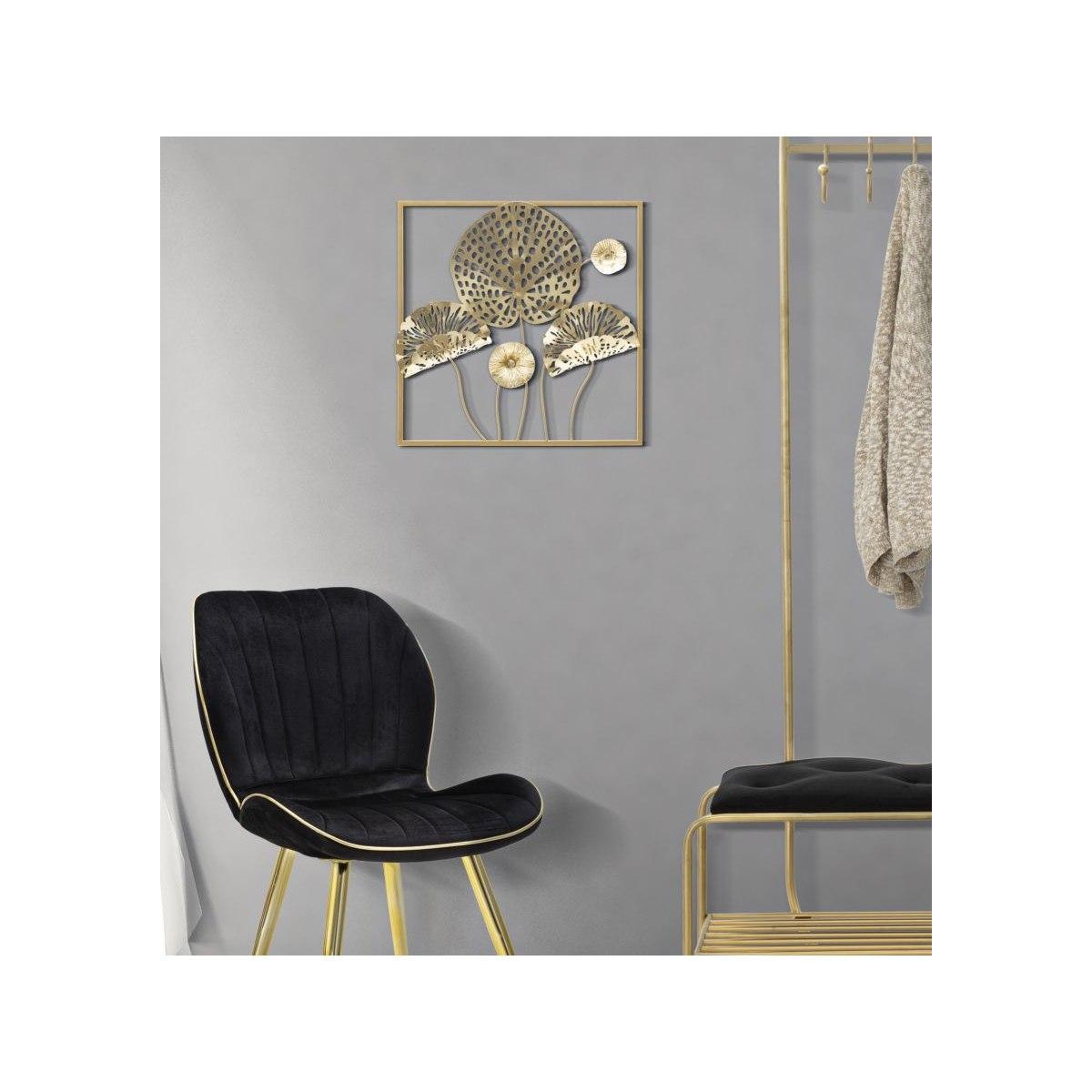 Quadro Pannello In Ferro Gold Flowers cm.50x5x50 |Mauro Ferretti