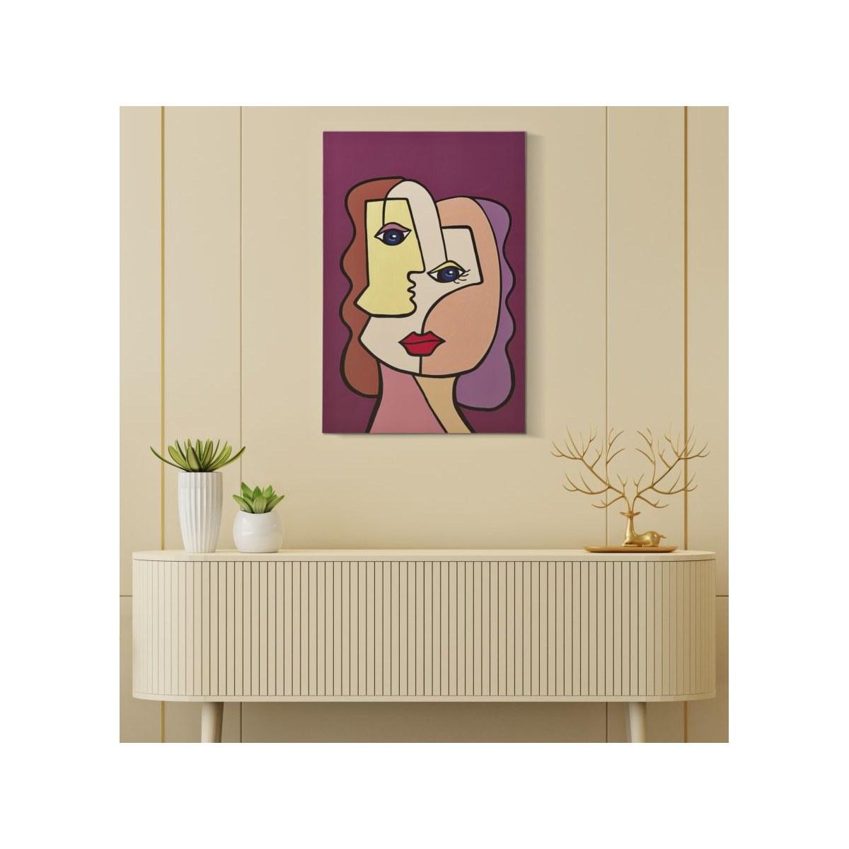 Quadro Stampa Dipinta Faces New Mod.B cm.60x3x90 |Mauro Ferretti