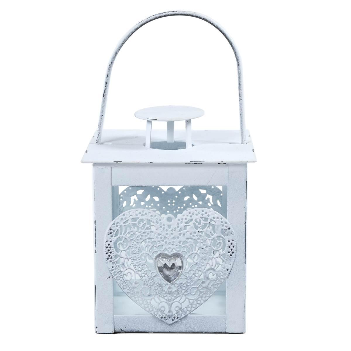 Lanterna cm.10x10xh18,5 Cuore Bianca |Innova