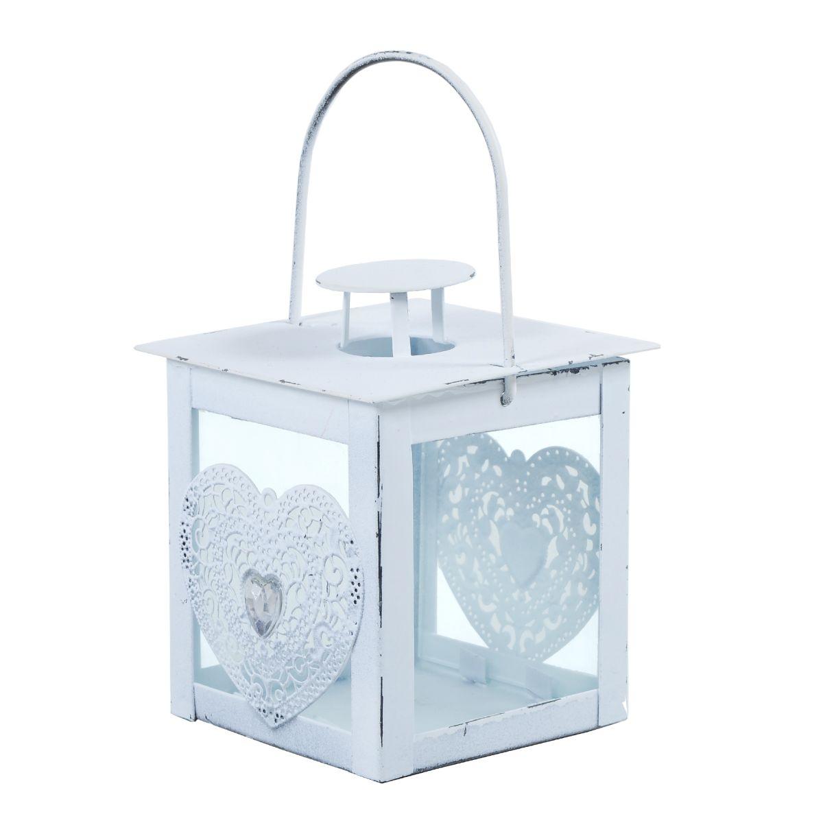 Lanterna cm.10x10xh18,5 Cuore Bianca |Innova