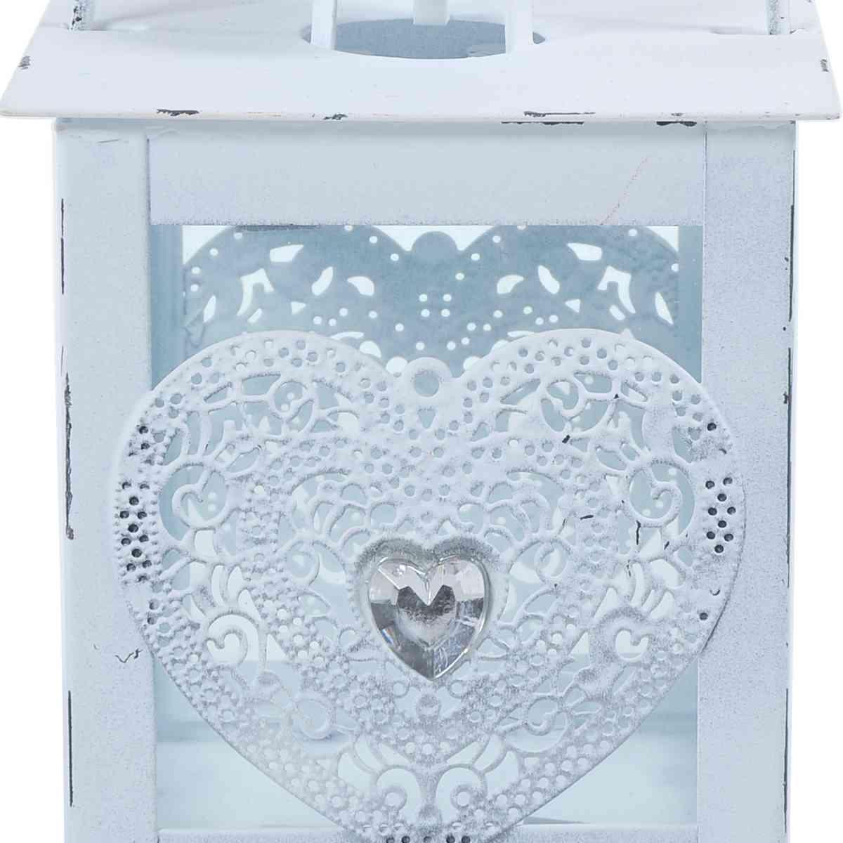 Lanterna cm.10x10xh18,5 Cuore Bianca |Innova