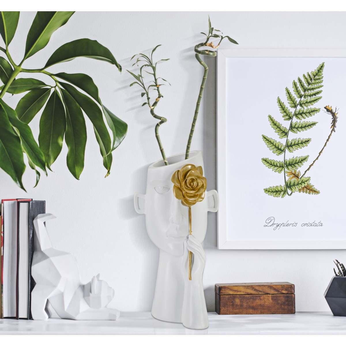 Vaso Face Con Fiore cm.14x13x27 |Mauro Ferretti