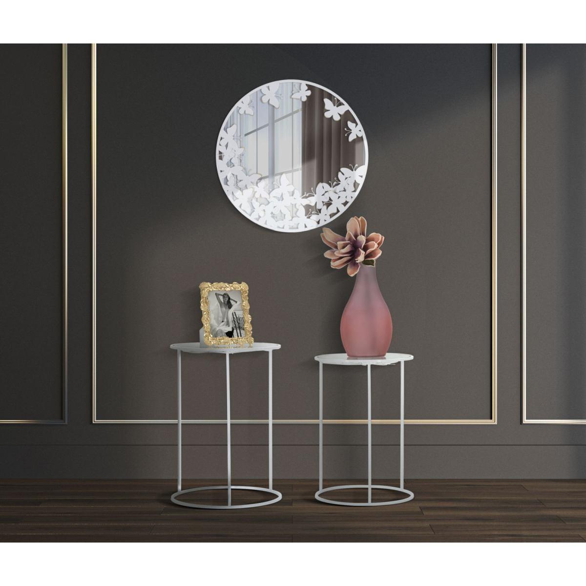 Specchio Rotondo White Butterfly cm.62,5x2,3 Misura Interna cm.Ø60 |Mauro Ferretti