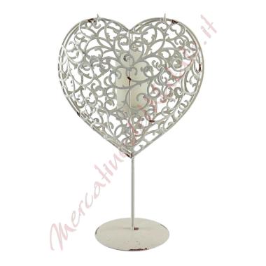 Portacandela Cuore h30 Bianco Grace |Innova