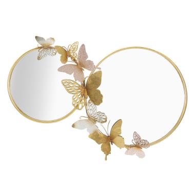 Specchio Da Muro Double Farfalle Pink Cm 81x3x52,5 |Mauro Ferretti