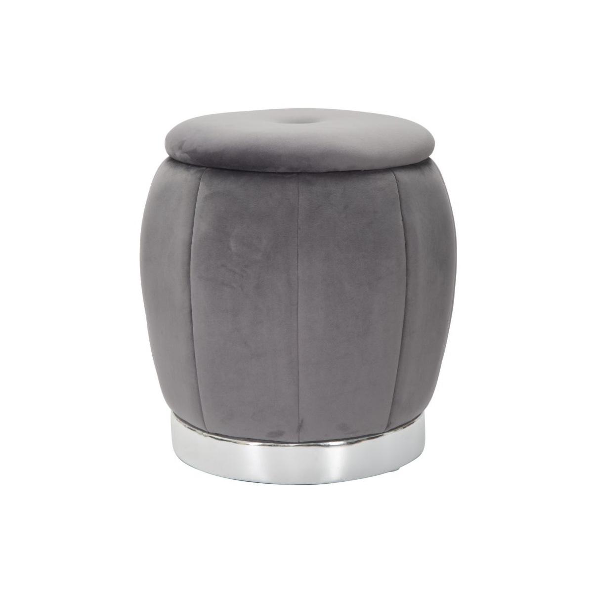 Pouf Contenitore Paris Grigio/Silver cm.Ø43x43 |Mauro Ferretti