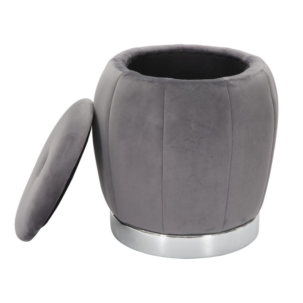 Pouf Contenitore Paris Grigio/Silver cm.Ø43x43 |Mauro Ferretti