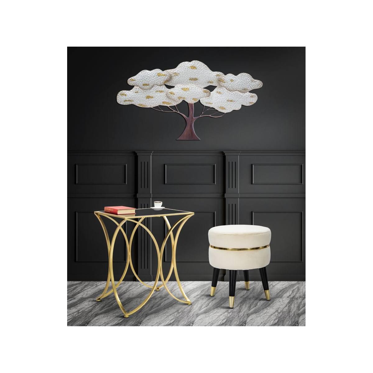 Sgabello Paris Crema/Gold cm.Ø35x40,5 |Mauro Ferretti