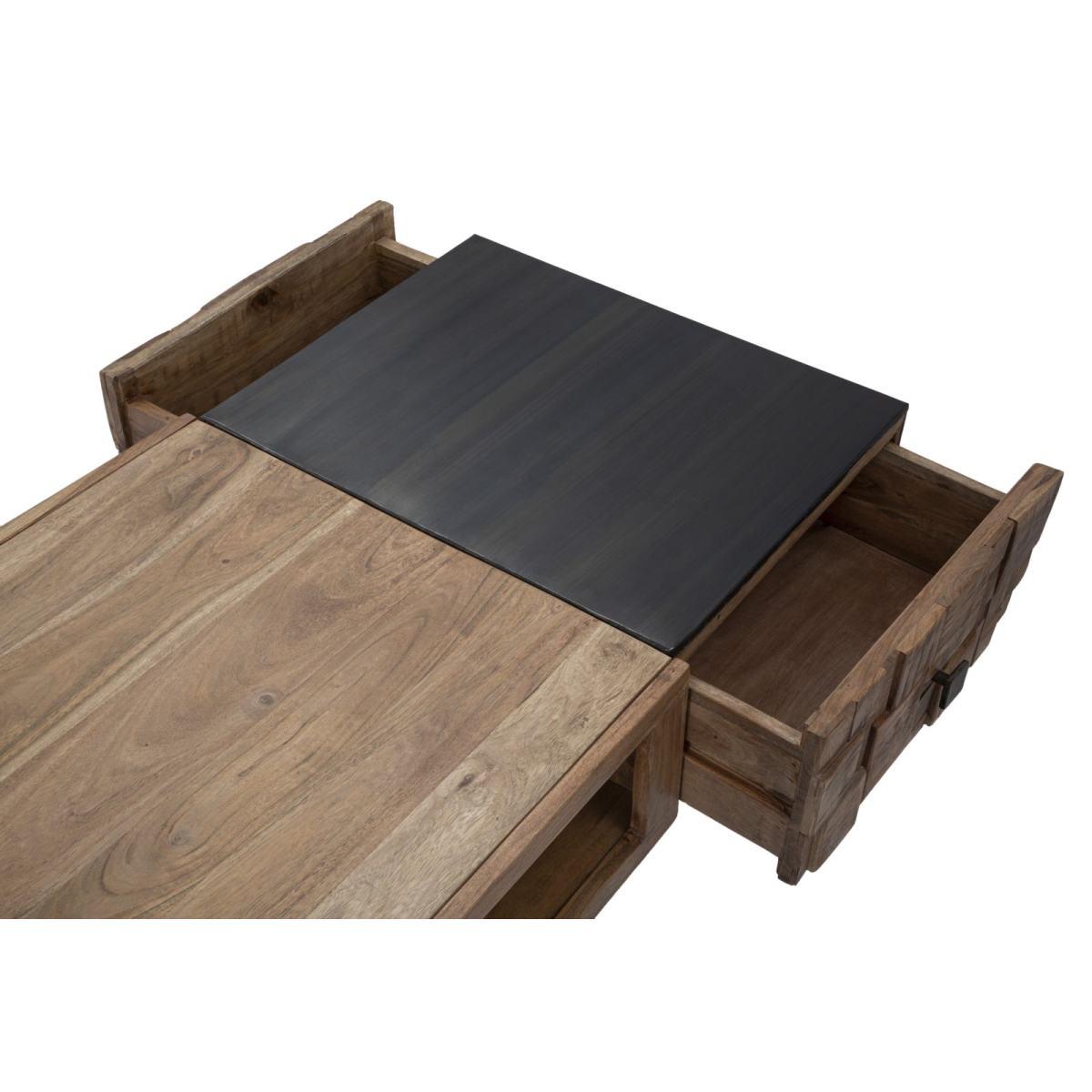 Tavolo Da Caffe' Ret. Mumbai cm.110x60x43 Legno Di Acacia Nilotica |Mauro Ferretti