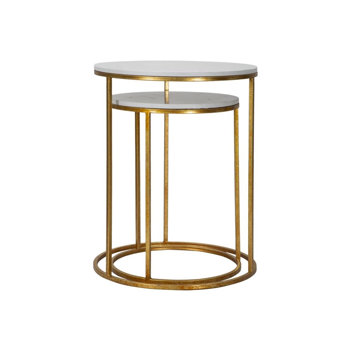 Tavolinetti Simply Marble Coppia Cm Ø 52x63-42x53 |Mauro Ferretti