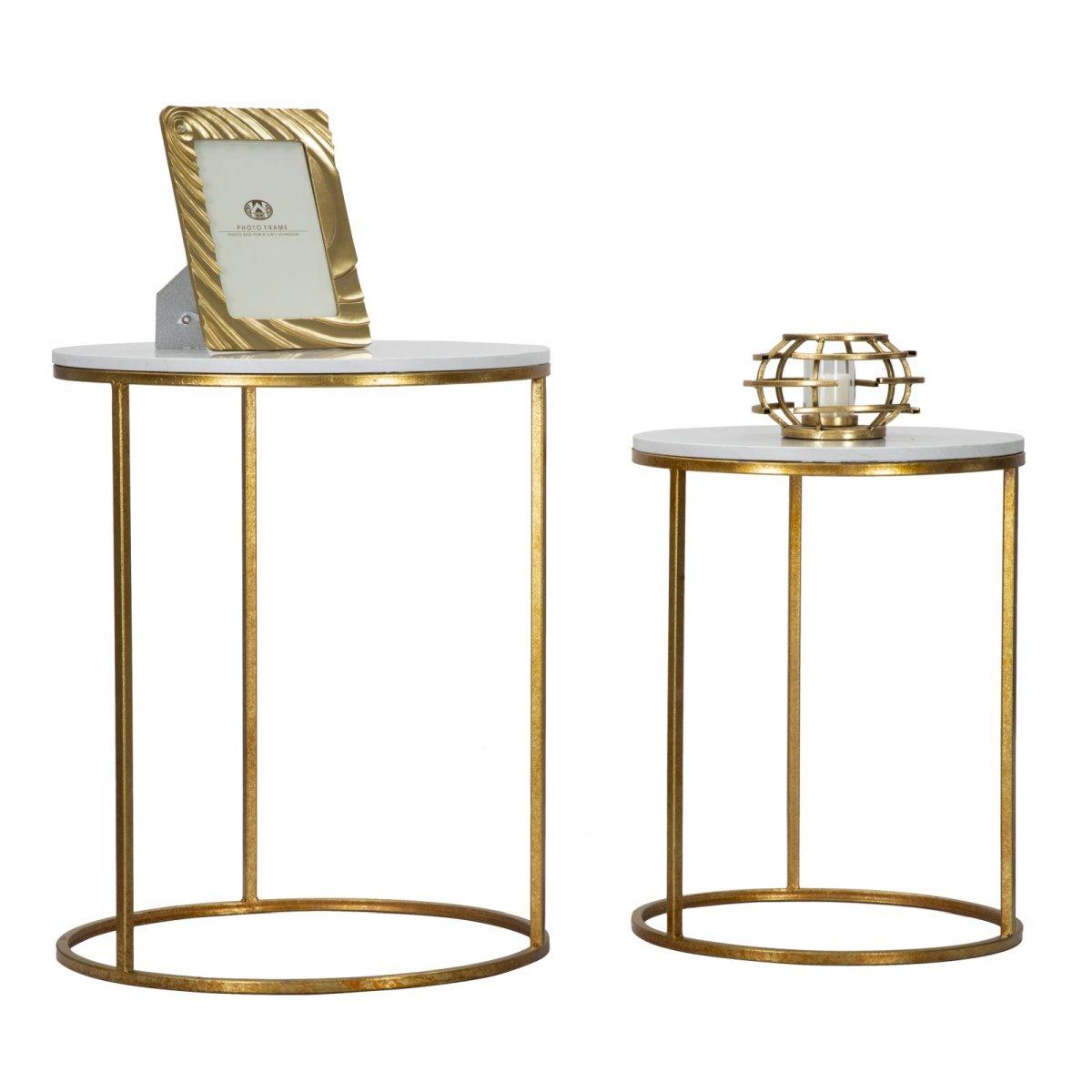 Tavolinetti Simply Marble Coppia Cm Ø 52x63-42x53 |Mauro Ferretti