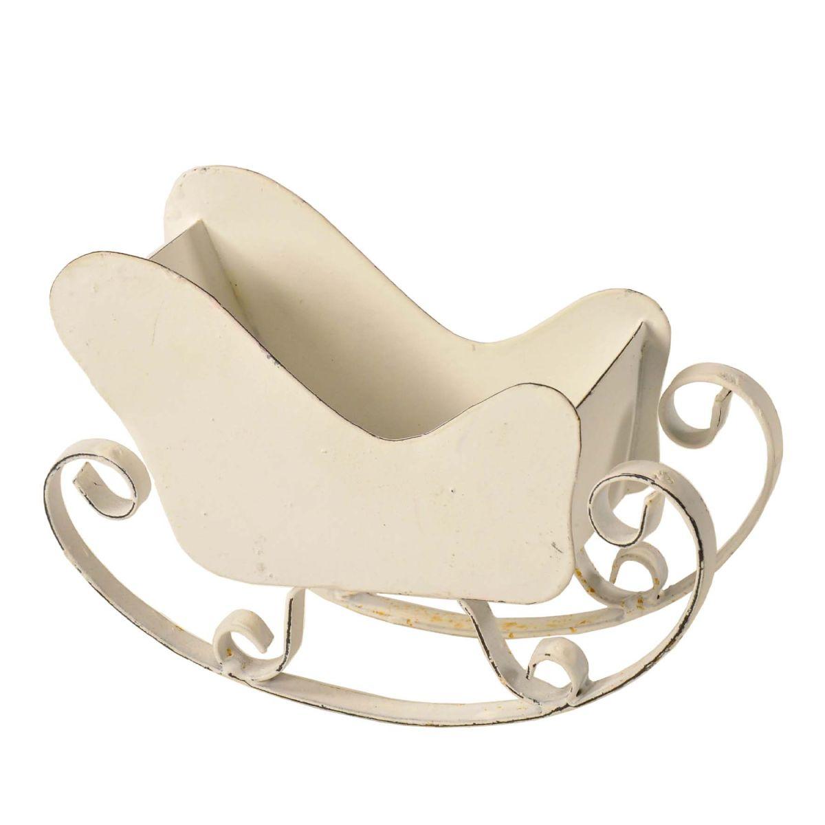 Portacandela Slitta Metallo cm.19x6xh12 Bianca |M2 Store