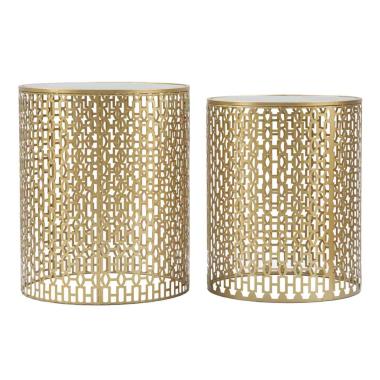 Tavolinetti Coppia Oblin cm.Ø41x50-37,5x47 |Mauro Ferretti