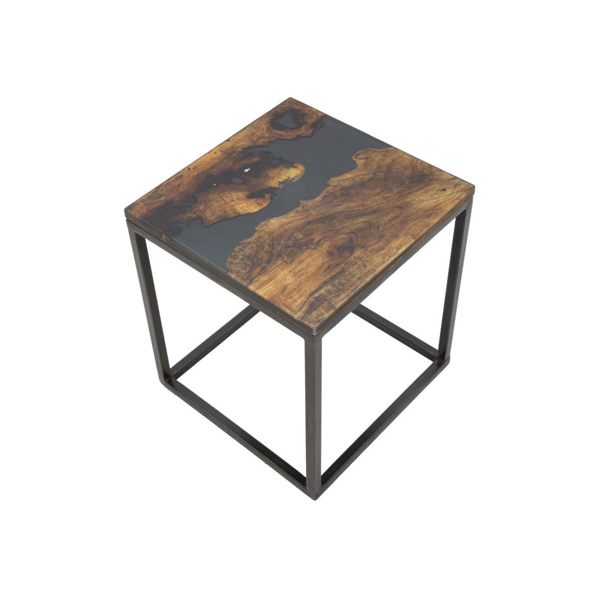 Tavolo Da Caffe' Mustang Quadrato cm.40x40x45 Legno Di Acacia Nilotica |Mauro Ferretti