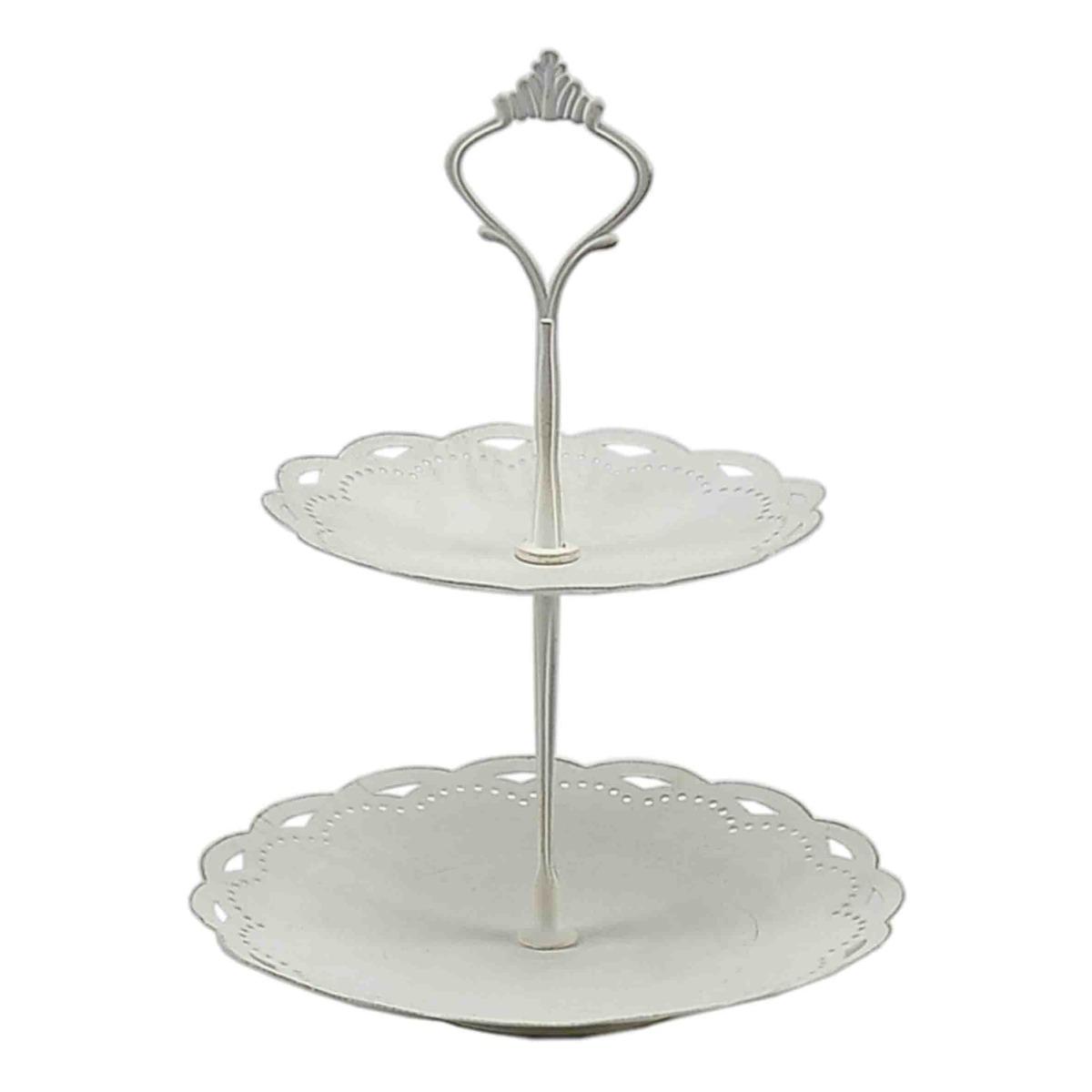 Alzata Metallo cm.18xh23 Ricamo Bianca | Innova