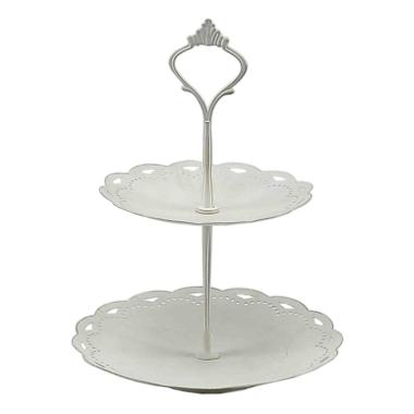 Alzata Metallo cm.18xh23 Ricamo Bianca | Innova