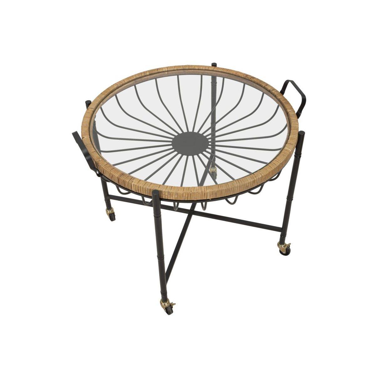 Tavolinetto Cebu Con Vetro E Ruote cm.70,5x65x57 |Mauro Ferretti