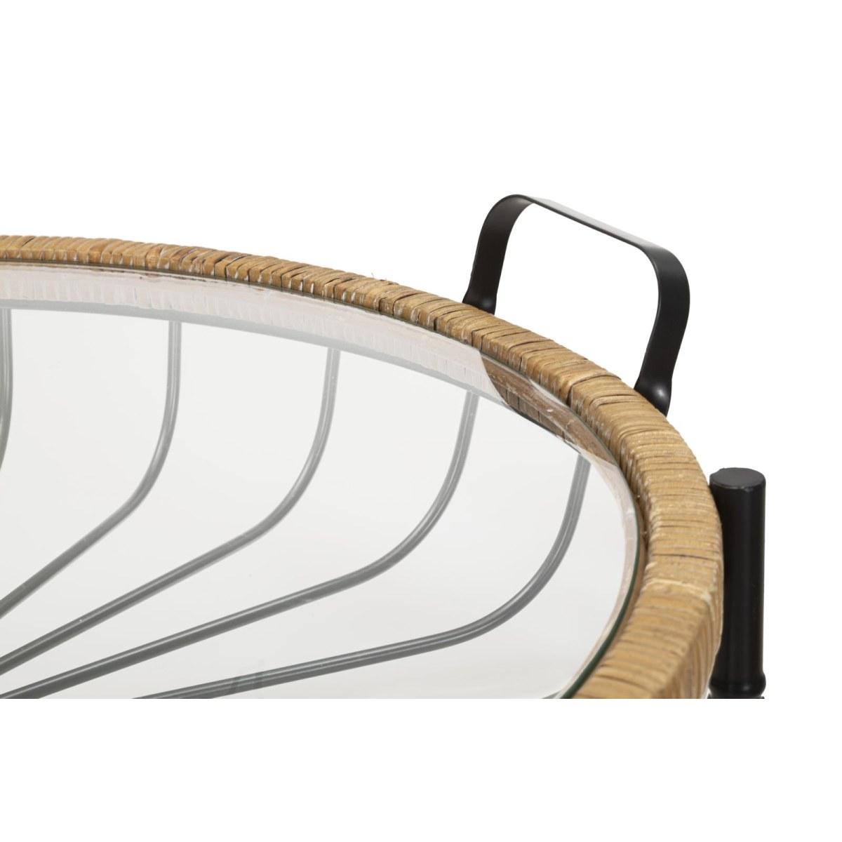 Tavolinetto Cebu Con Vetro E Ruote cm.70,5x65x57 |Mauro Ferretti