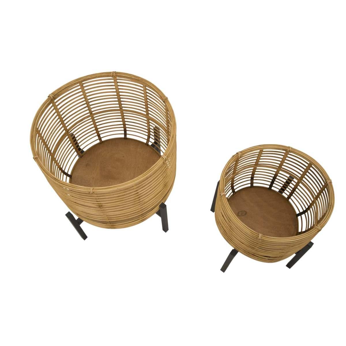 Porta Vasi Rattan Coppia cm.Ø41x47-33x39 |Mauro Ferretti