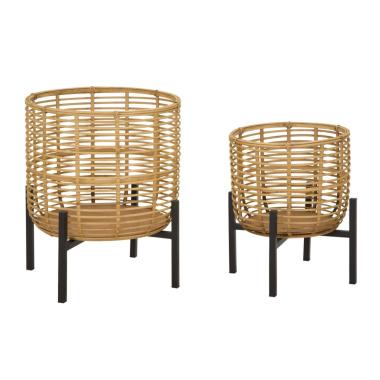Porta Vasi Rattan Coppia cm.Ø41x47-33x39 |Mauro Ferretti