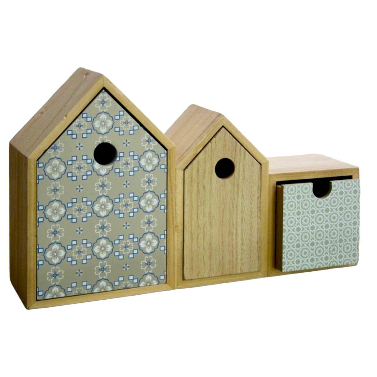 Portaoggetti Legno Casetta cm.33,5x9xh21 Set.pz.3 | Innova