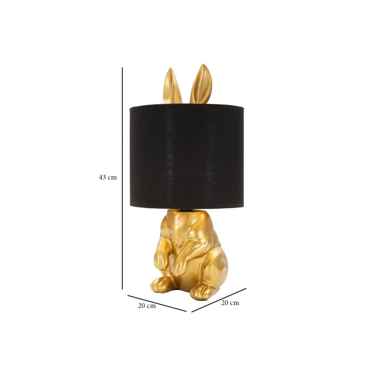 Lampada Da Tavolo Coniglio Oro Nero Con Paralume cm.Ø20x43 |Mauro Ferretti