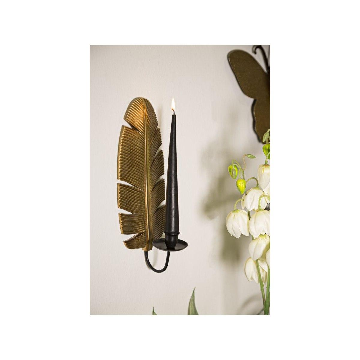 Portacandela Da Muro Leaf cm.12,8x8,9x31,2 |Mauro Ferretti
