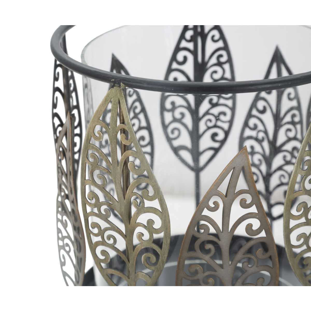 Portacandela Foglie Iron cm.Ø15x24 |Mauro Ferretti