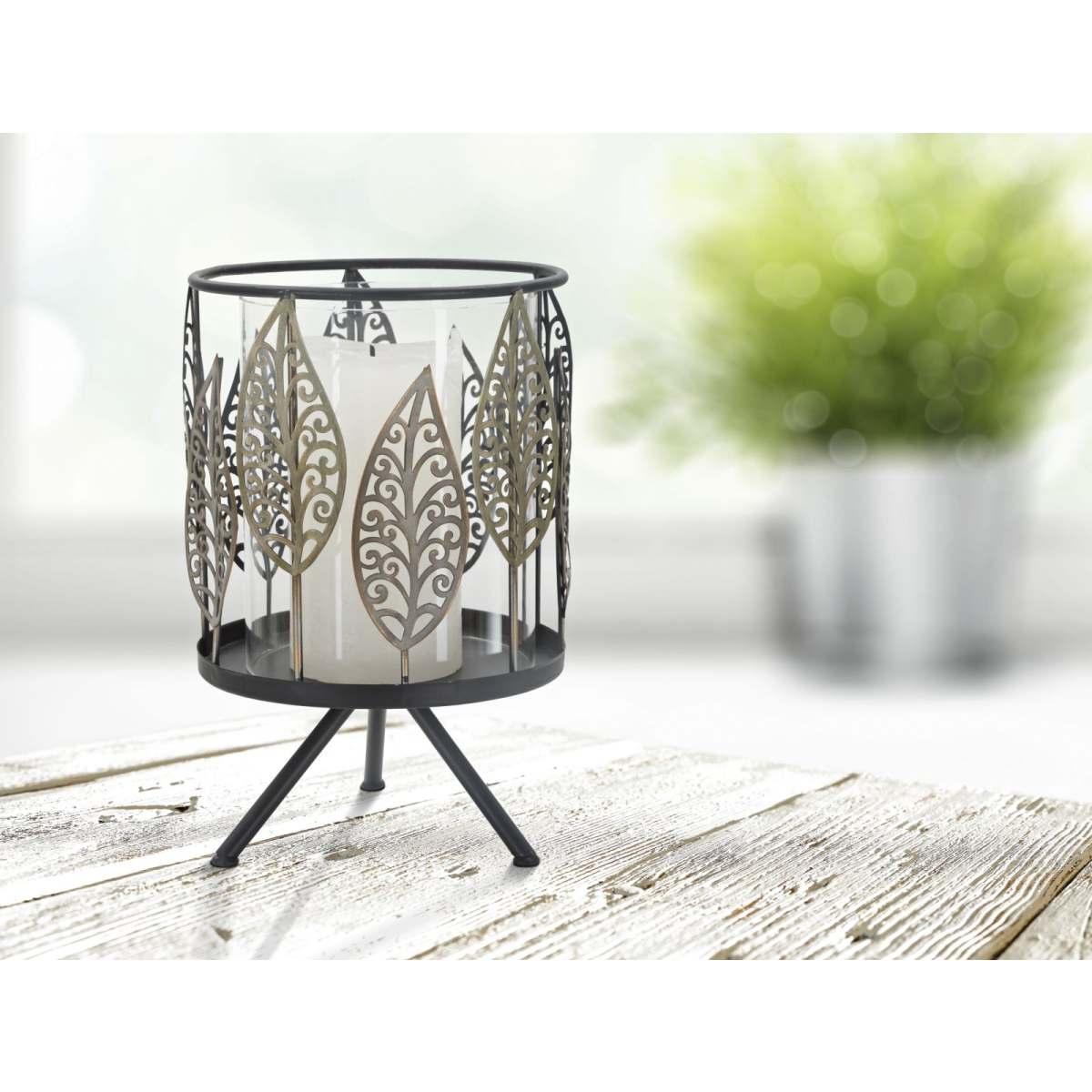 Portacandela Foglie Iron cm.Ø15x24 |Mauro Ferretti