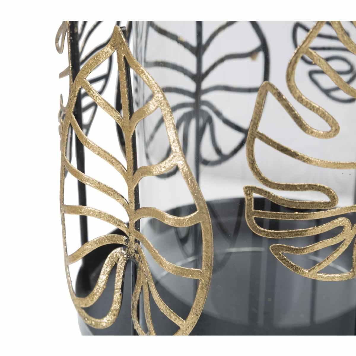 Portacandela Foglie Gold cm.Ø15x23,3 |Mauro Ferretti